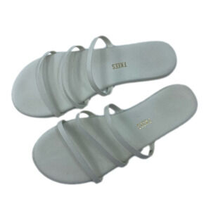TKEES White Strappy Slide Sandals